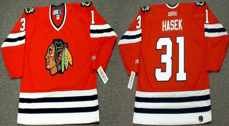2019 Men Chicago Blackhawks 31 Hasek red style 2 CCM NHL jerseys
